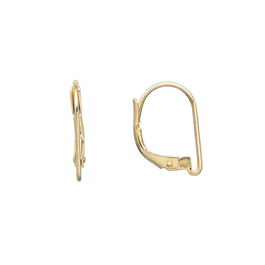 Gold Plated Brass Leverback Ear Wires 16mm Open Loop