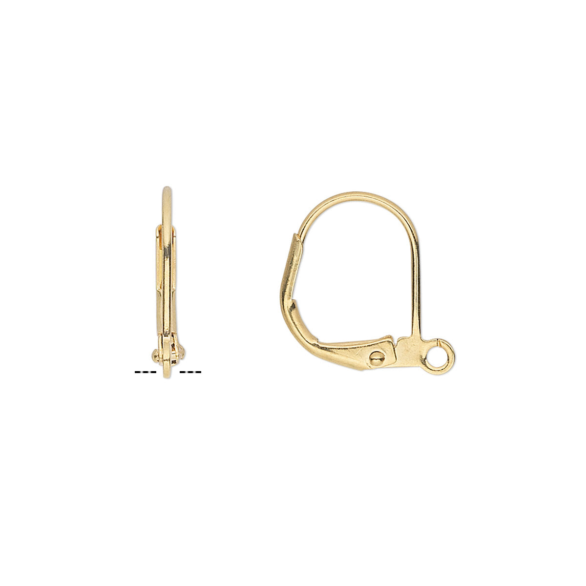 Plated Brass Leverback Ear Wires, 14x13mm Open Loop, 10 pcs