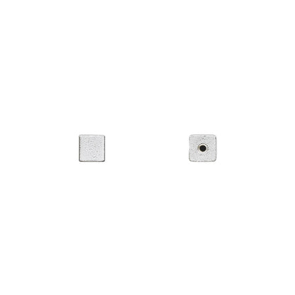 Silver Plated Brass Cube Memory Wire End Beads, 4x4mm, 12 pcs