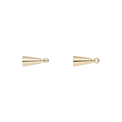 Gold Plated Brass Cone with Loop Memory Wire End Beads, 6.5x4mm, 12 pcs