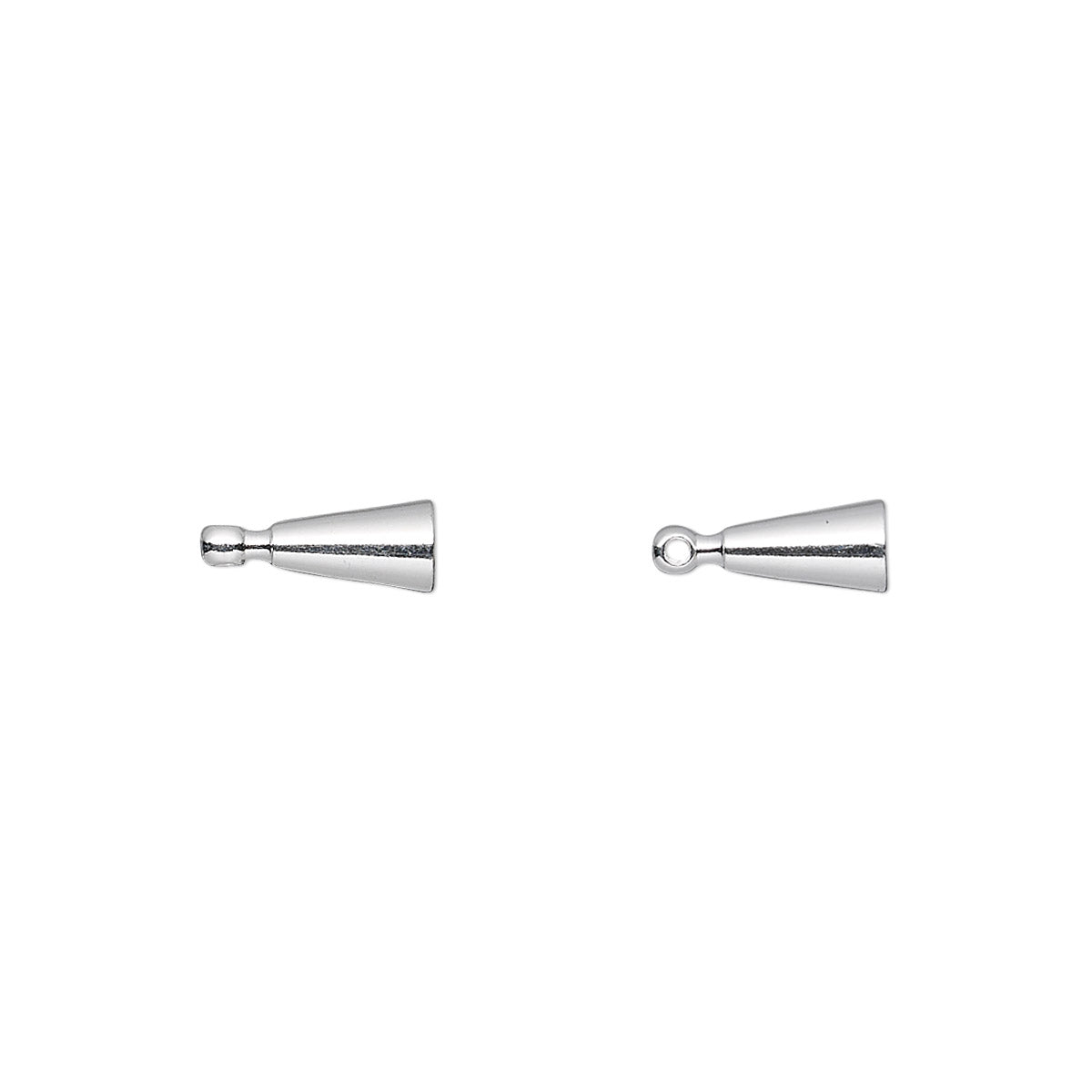 Silver Brass Cone End Beads with Loop for Memory Wire, 6.5x4mm, 72 pcs