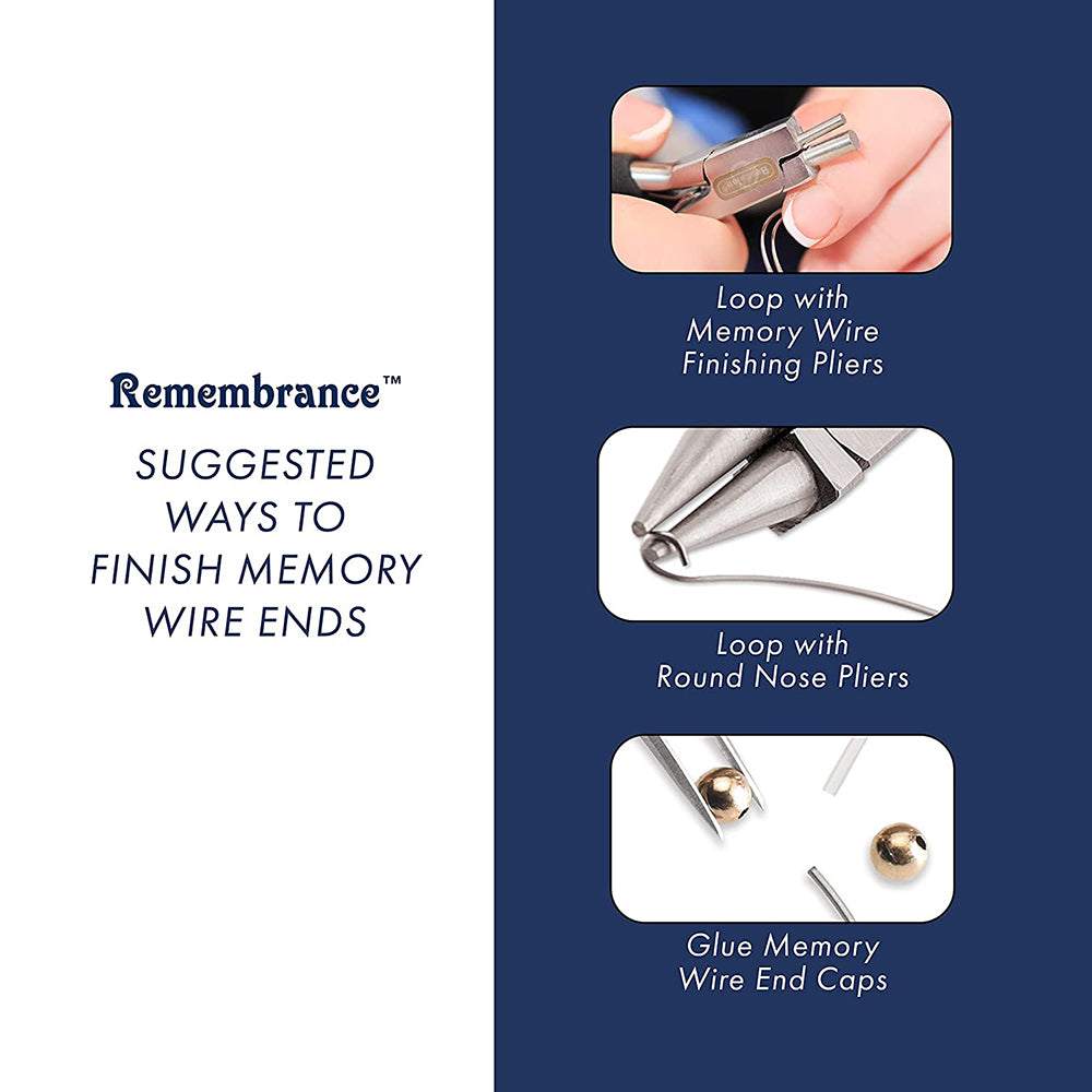 Remembrance Silver Bracelet Memory Wire 1.75"-2.25", 1 oz
