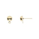 Gold Plated Brass Half Ball Ear Stud Posts 6mm Closed Loop