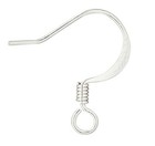 Silver Plated Brass Flat Fishhook Ear Wires 17mm 22 Gauge