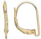 Gold Plated Brass Leverback Ear Wires 16mm Open Loop