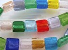 Lampwork Foil-Lined Glass Square Beads, Assorted, 12x12mm, 10 or 30 pcs