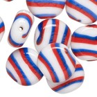 Lampwork Glass Flat Round Beads, Red White & Blue, 17mm, 10 pcs