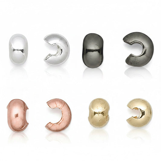 Crimp Covers, Smooth, 5mm, 10 pcs – Silver, Gold, Copper, or Gun Metal