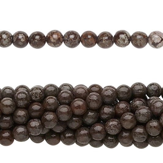 Natural Brown Snowflake Jasper 4mm Round Beads, 1 Strand (approx. 100)