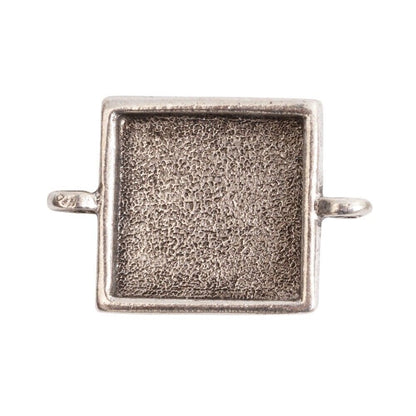 Nunn Design Antiqued Silver Pewter Square Link Bezel Pendant, 16mm, 1 pc
