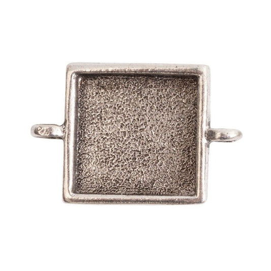 Nunn Design Antiqued Silver Pewter Square Link Bezel Pendant, 16mm, 1 pc