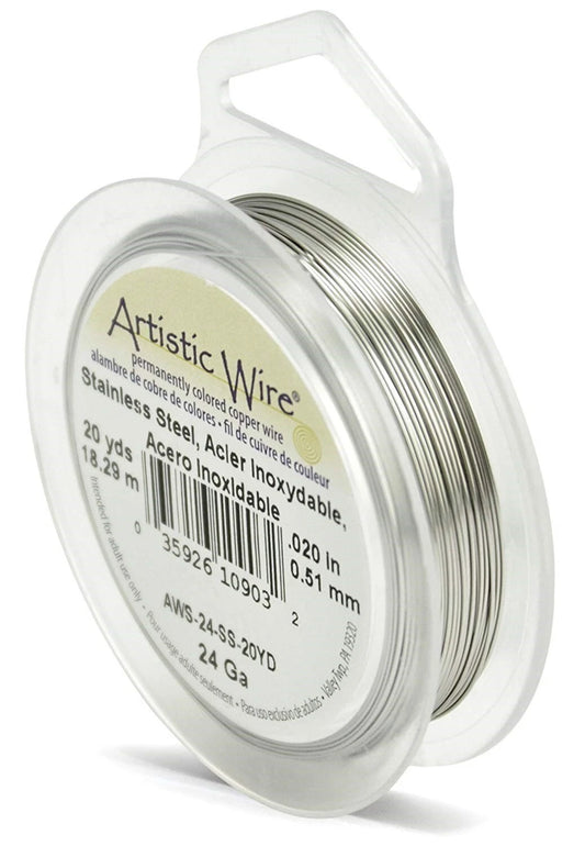 Artistic Wire Stainless Steel Round Wire, 24 Gauge (0.51mm), 20 Yards