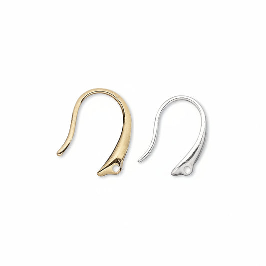 Plated Brass Fancy Fishhook Ear Wires 14mm Closed Loop - 10 pcs