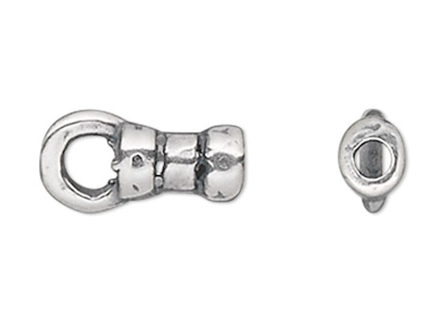 Antiqued Silver Plated Pewter Crimp Tube Ends with Loop 4x2.5mm 1mm ID – 4 pcs