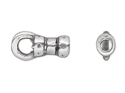 Antiqued Silver Plated Pewter Crimp Tube Ends with Loop 4x2.5mm 1mm ID – 4 pcs
