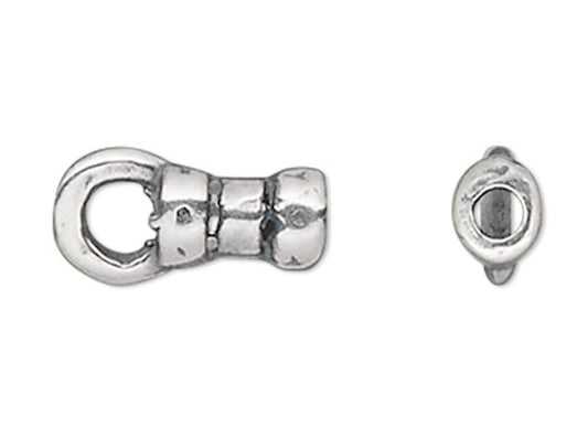 Antiqued Silver Plated Pewter Crimp Tube Ends with Loop 4x2.5mm 1mm ID – 4 pcs
