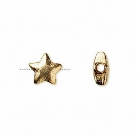 Antiqued Gold Plated Pewter Double-Sided Star Beads, 9x9mm, 4 pcs