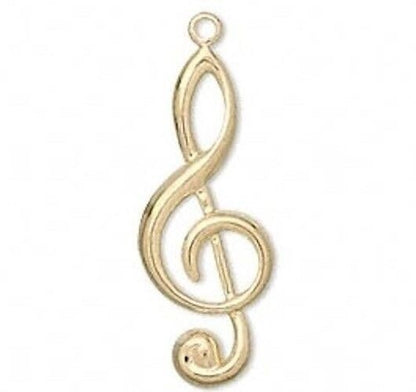 Gold or Silver Plated Brass Treble Clef Charm 31x12mm - 10 pcs