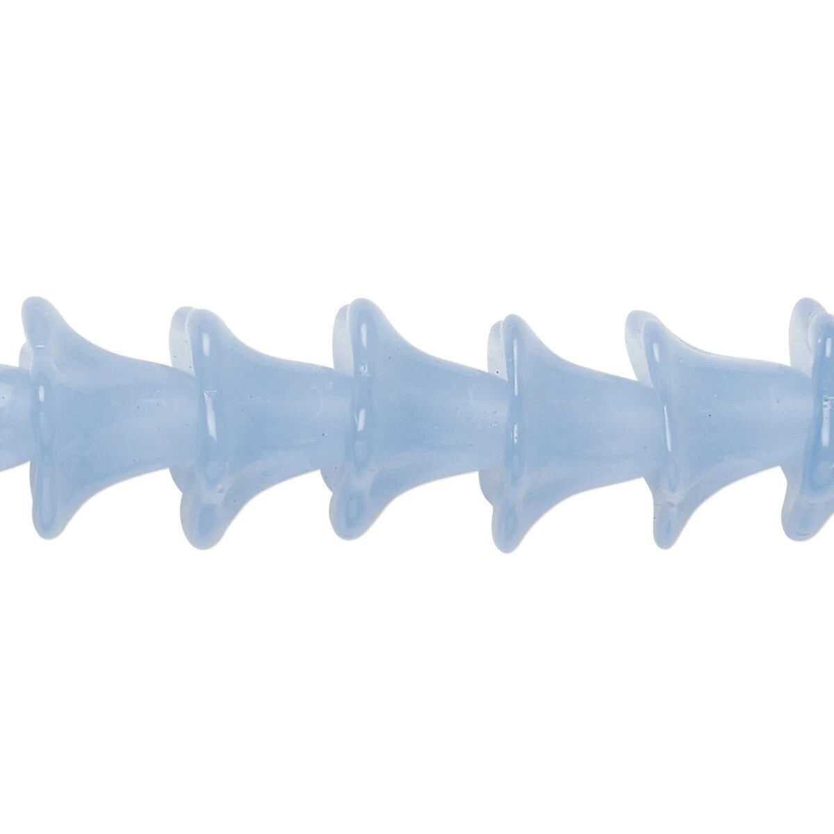 A close-up of a translucent light blue silicone or rubber spiral-shaped strip, shown horizontally against a plain white background.