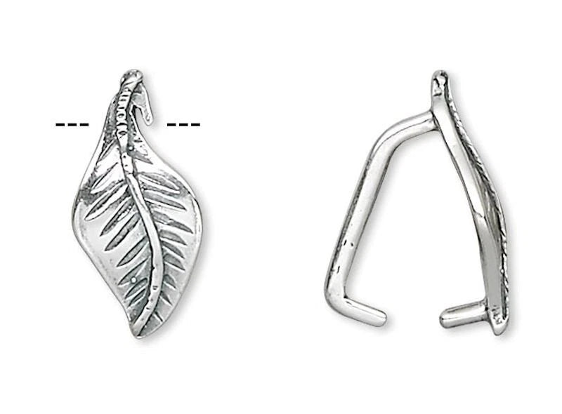 Sterling Silver Leaf Prong Bails, 12x6mm, 8mm Grip