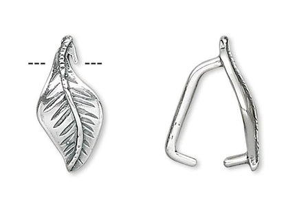 Sterling Silver Leaf Prong Bails, 12x6mm, 8mm Grip