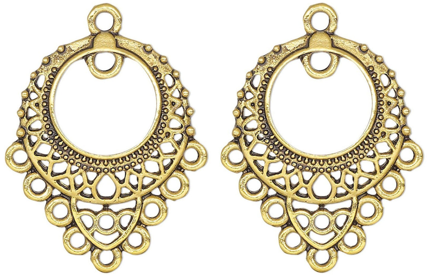 Antiqued Pewter Filigree Chandelier Earring Connectors 26x23mm - 10 pcs