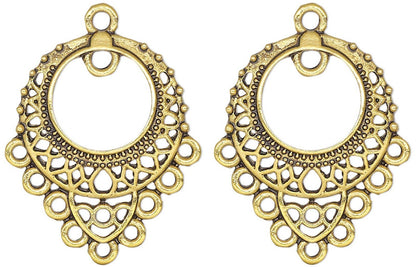 Antiqued Pewter Filigree Chandelier Earring Connectors 26x23mm - 10 pcs
