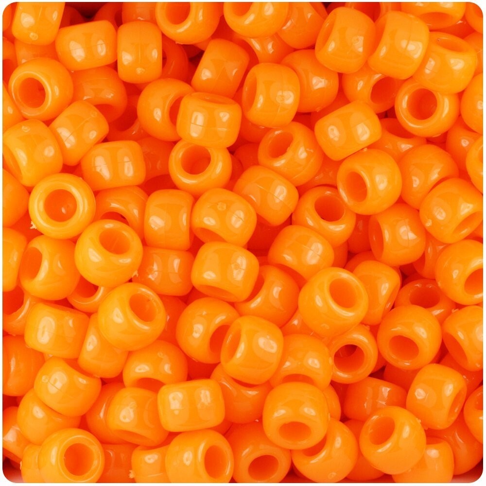 Opaque Orange Acrylic Pony Beads, 9x6mm - 720 Count