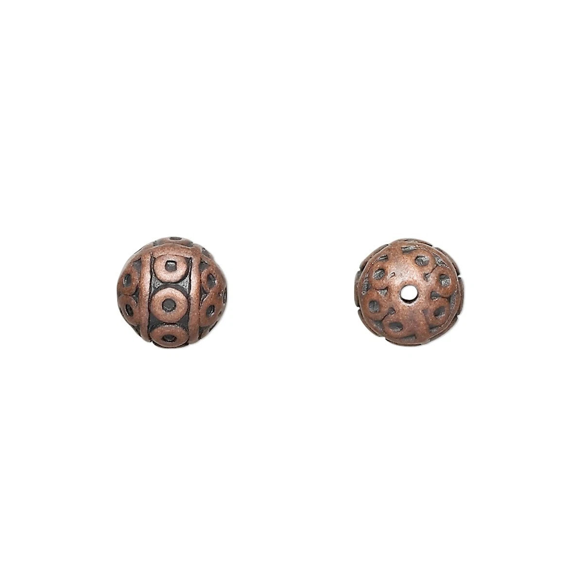 Antiqued Copper Plated Pewter Filigree Round Beads, 8mm, 10 pcs
