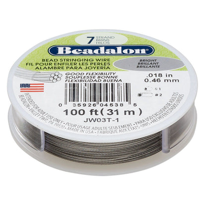 Beadalon 7 Strand Bright Beading Wire 0.018" Diameter, 100 Foot Spool