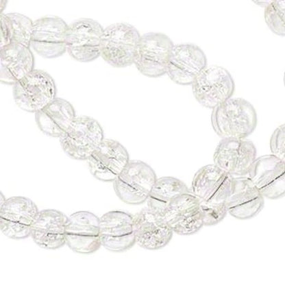 Clear Crackle Glass Round Beads, 5–6mm, 1 Strand (approx. 70)