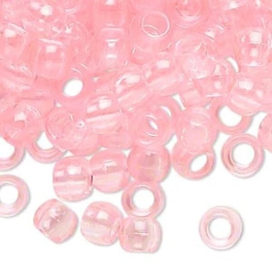 Transparent Pink Acrylic Pony Beads, 7x6mm, 1000 pcs