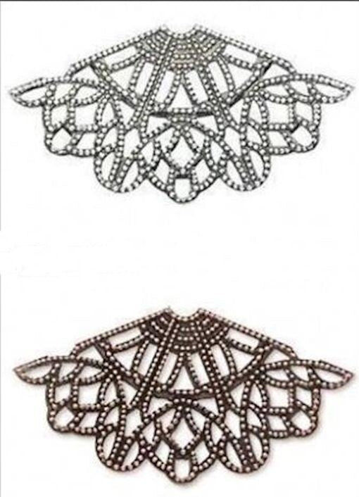 Antiqued Brass Filigree Fan Link Connectors 42x22mm - 10 pcs