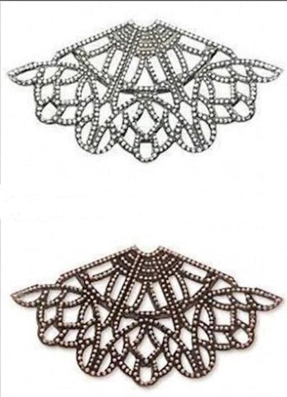 Antiqued Brass Filigree Fan Link Connectors 42x22mm - 10 pcs