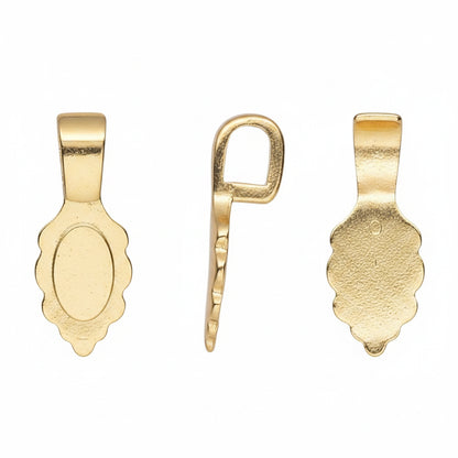 Aanraku Small 18KT Gold Plated Glue-On Leaf Bail, 16x6.5mm, 5 pcs