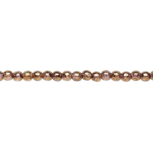 Czech Pressed Glass Copper Luster Round Druk Beads, 3mm, 1 Strand (approx. 136)