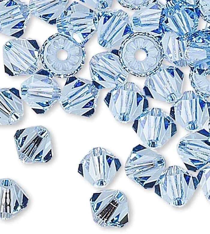 Swarovski Light Sapphire 5328 Xilion Bicone Beads, 4mm - 48 pcs
