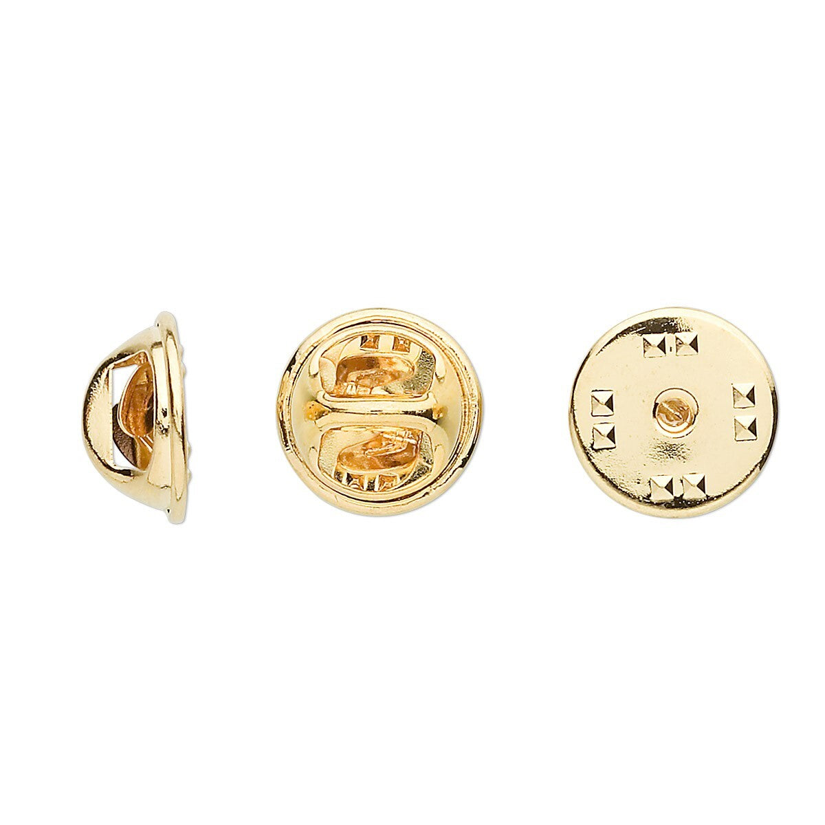 Brass 11.5x6.5mm Squeeze Tie Tac Clutches, Gold or Silver Plated