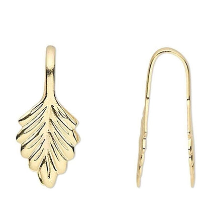 Glue-On Leaf Bail, Fold-Over, Gold or Silver Plated Brass, 29x6mm