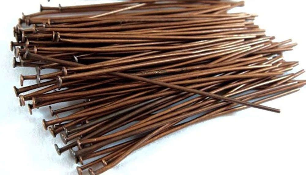 Beadsmith Antiqued Copper Brass Head Pins, 3 inch, 21 Gauge - 144 pcs