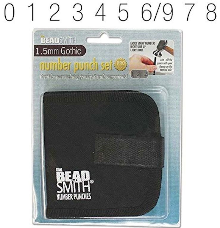BeadSmith Gothic Numbers Metal Stamp Set 1.5mm - 9 pcs with Case