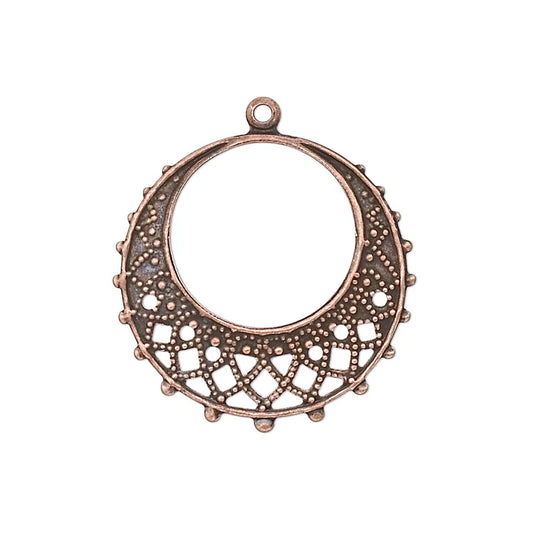 Antiqued Copper Brass Filigree Round Drop Connectors, 25mm, 10 pcs