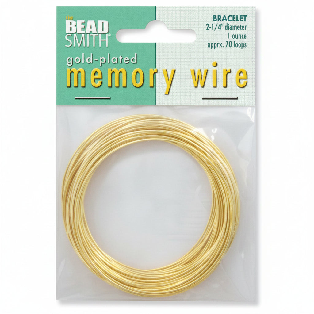 Beadsmith Gold Plated Steel Bracelet Memory Wire 2-1/4", 1 oz (approx. 70 loops)