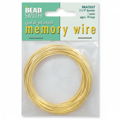 Beadsmith Gold Plated Steel Bracelet Memory Wire 2-1/4", 1 oz (approx. 70 loops)
