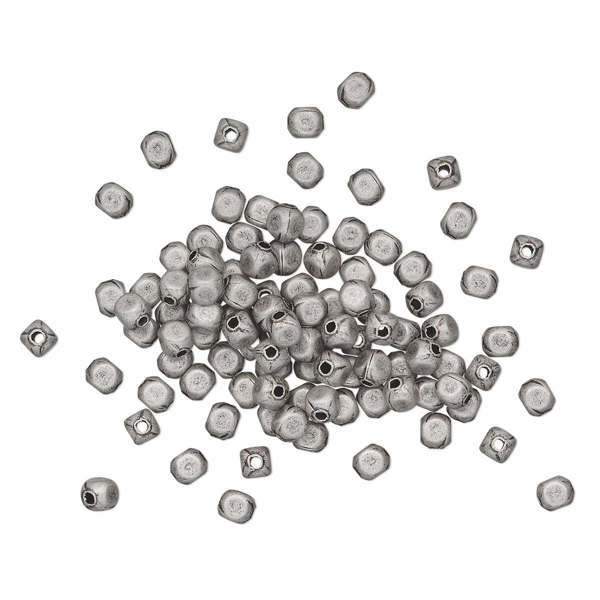 Antiqued Silver Plated Brass Rounded Rectangle Spacer Beads, 4x3mm, 100 pcs