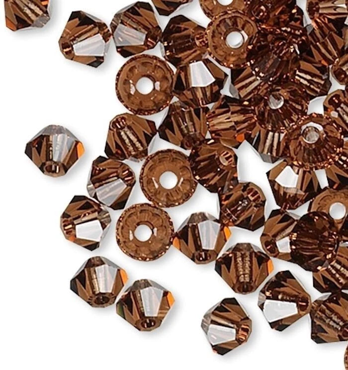 Swarovski Smoked Topaz 5328 Xilion Bicone Beads, 3mm - 144 pcs