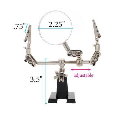 Third Hand Magnifier with Alligator Clips, 4X Lens, Weighted Base