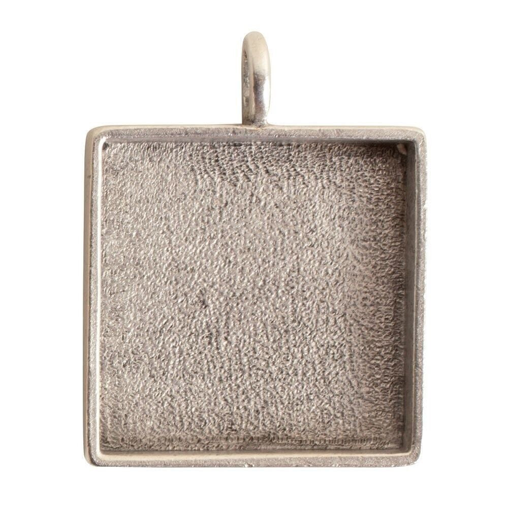 Nunn Design Antiqued Silver Patera Large Square Bezel Pendant, 34x26mm