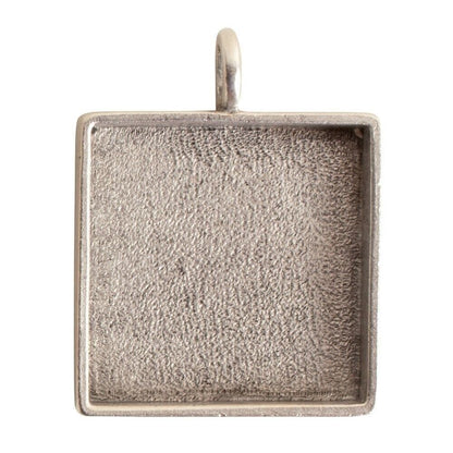 Nunn Design Antiqued Silver Patera Large Square Bezel Pendant, 34x26mm