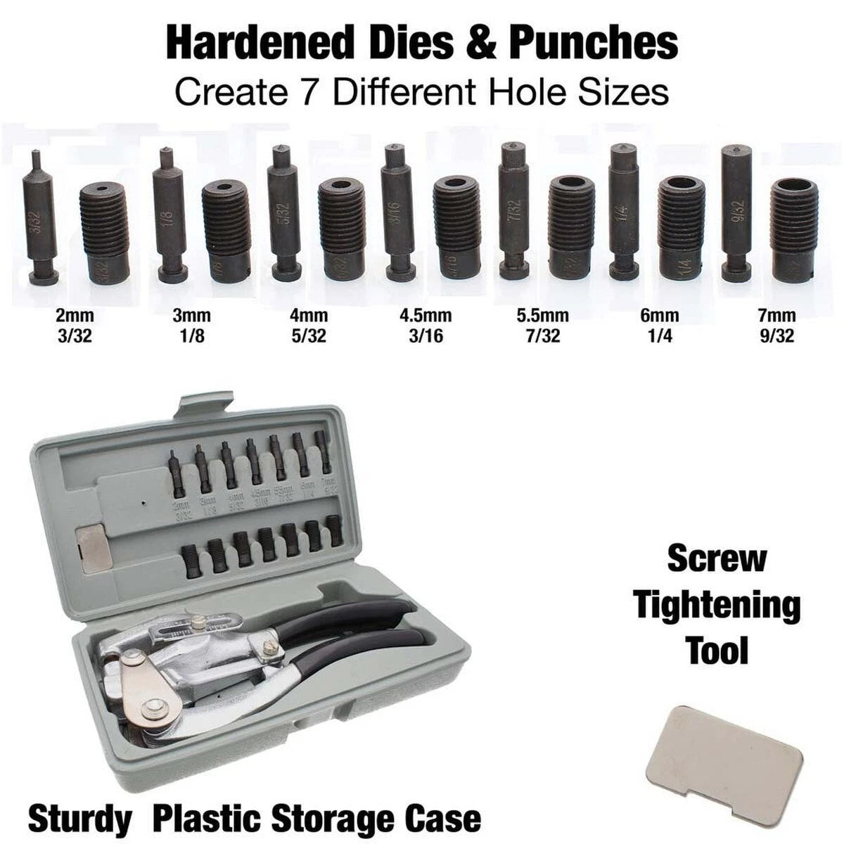 Beadsmith Mighty Punch Metal Hole Punch Kit, 7 Dies & Punches, Up to 16 Gauge